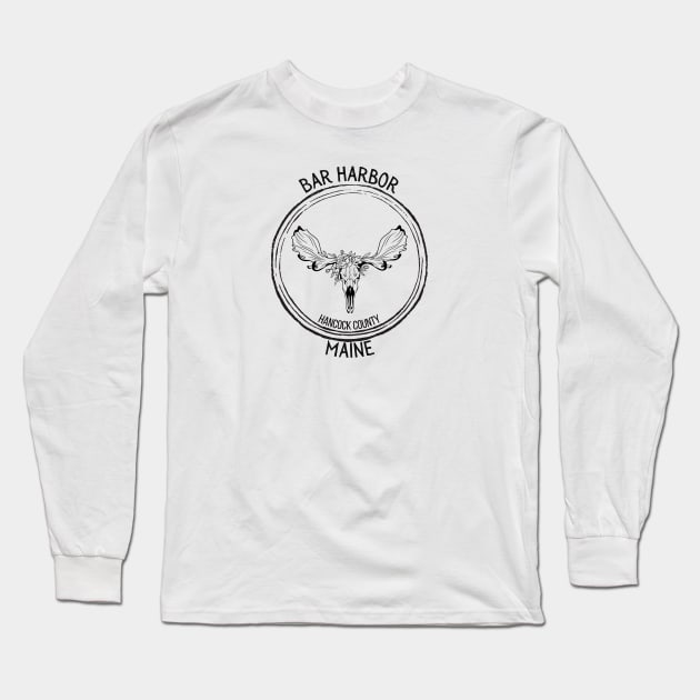 Bar Harbor Maine Moose Long Sleeve T-Shirt by TrapperWeasel